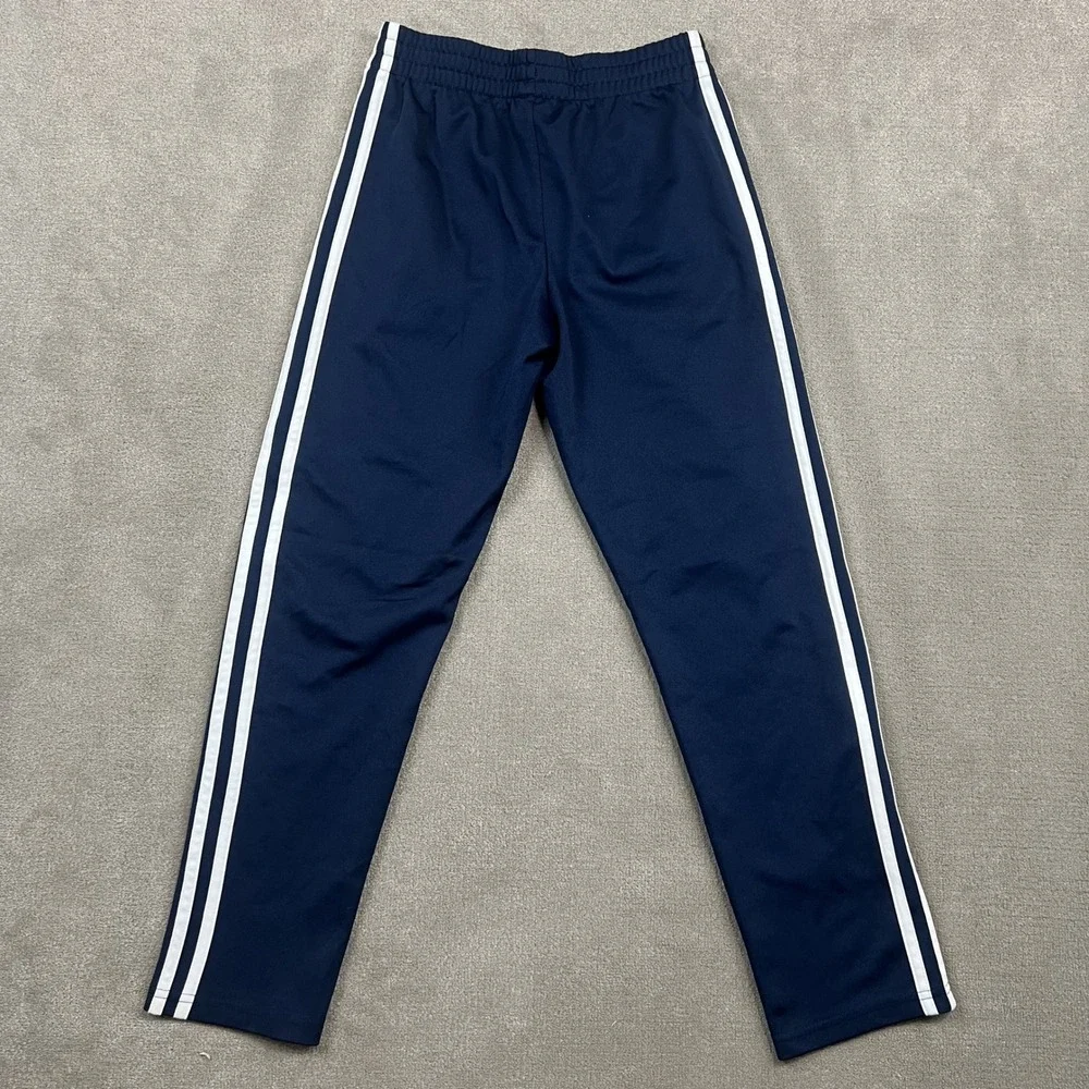 Adidas Kids Track Pants Size M 10/12 Navy Blue 3-Stripe Athletic Joggers